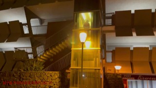 in Cap d'Agde, I caress myself in the elevator and on the stairs